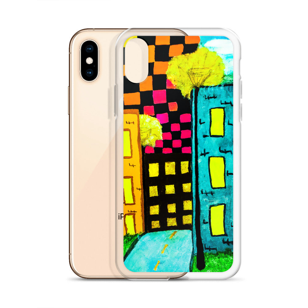 Checker Sky Buildings iPhone Case