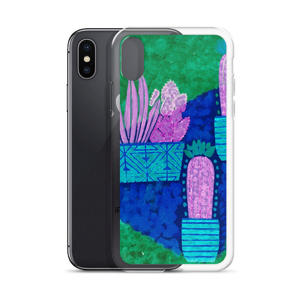 Cacti blue green iPhone Case