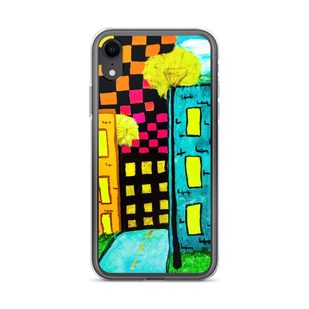 Checker Sky Buildings iPhone Case