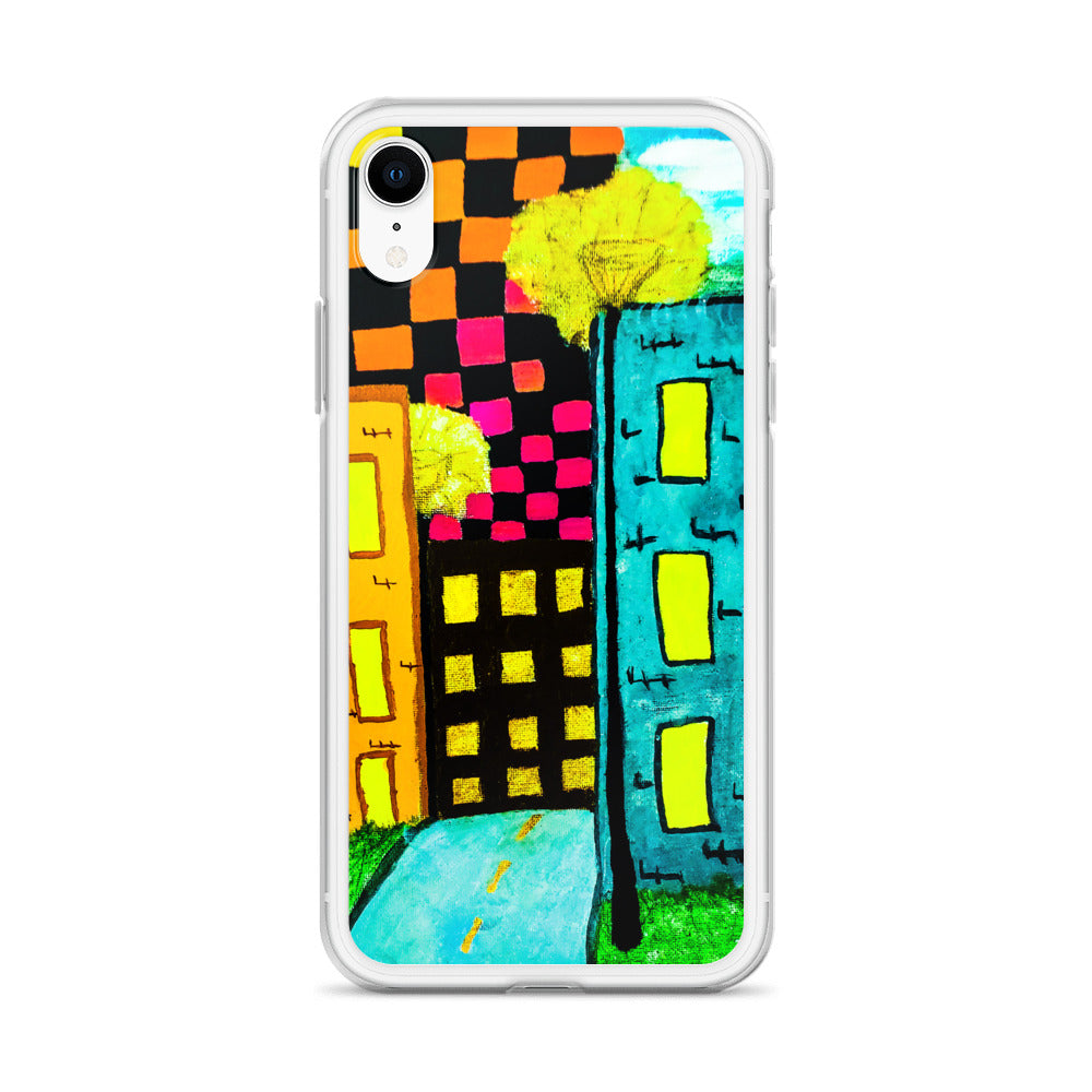 Checker Sky Buildings iPhone Case