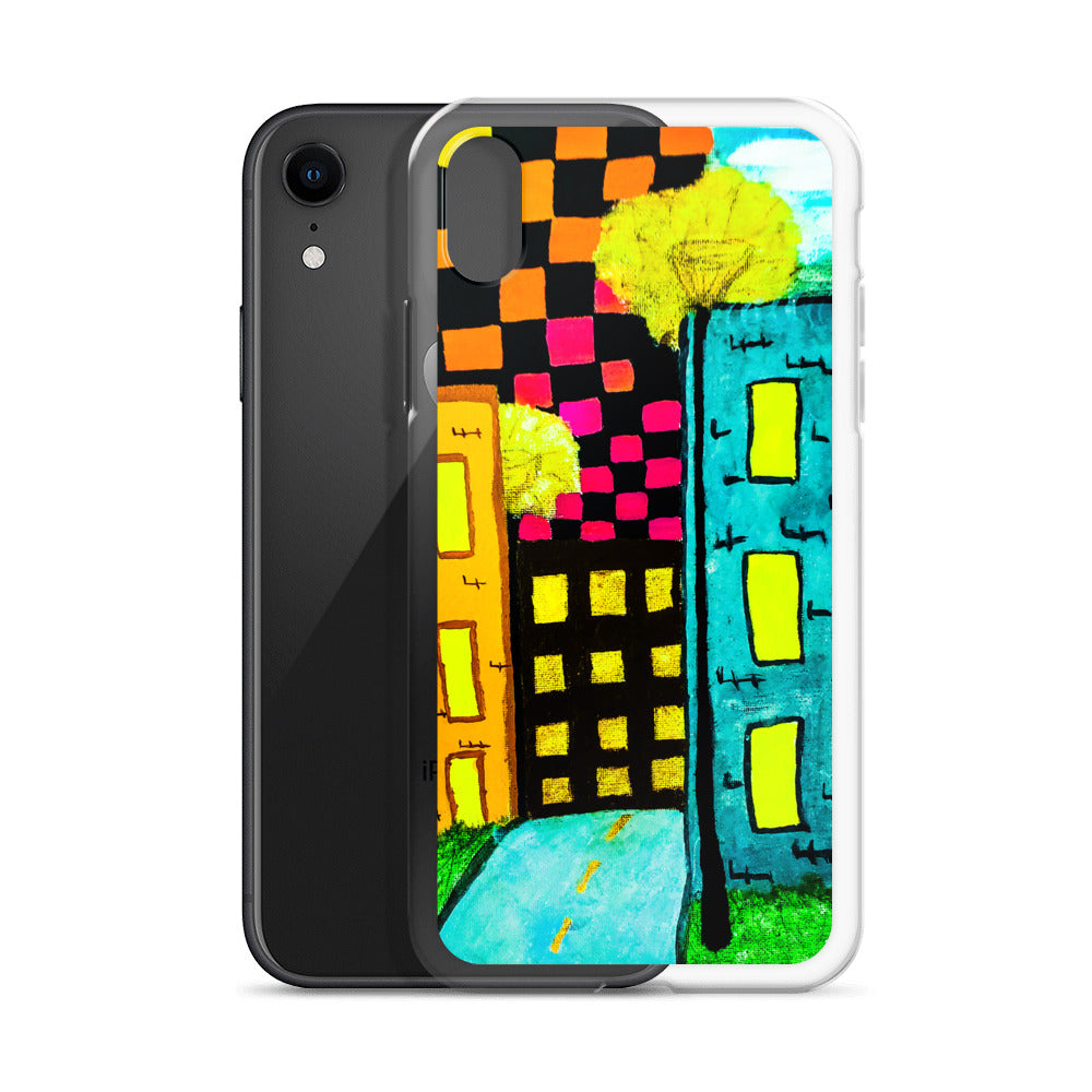 Checker Sky Buildings iPhone Case