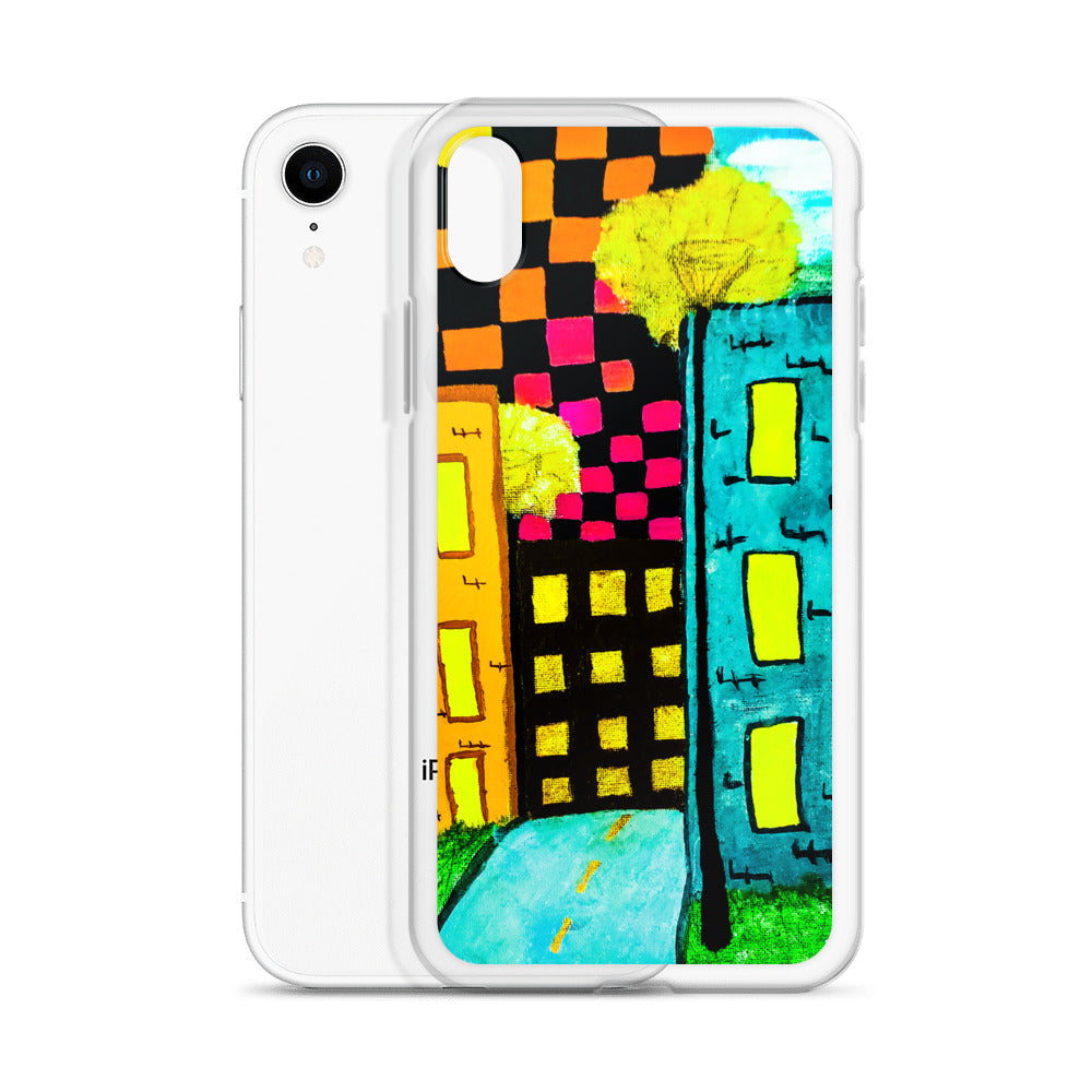 Checker Sky Buildings iPhone Case