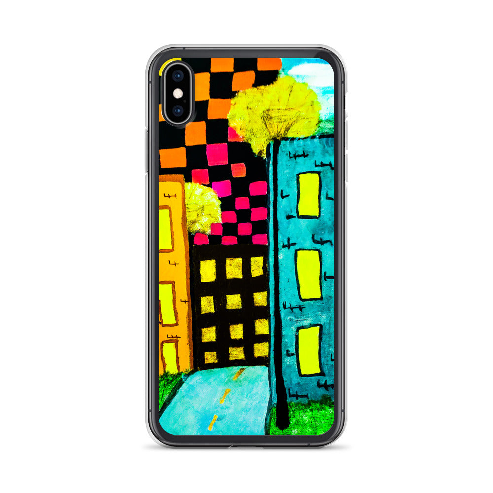 Checker Sky Buildings iPhone Case