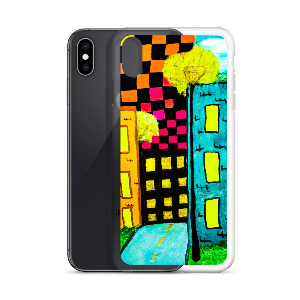 Checker Sky Buildings iPhone Case