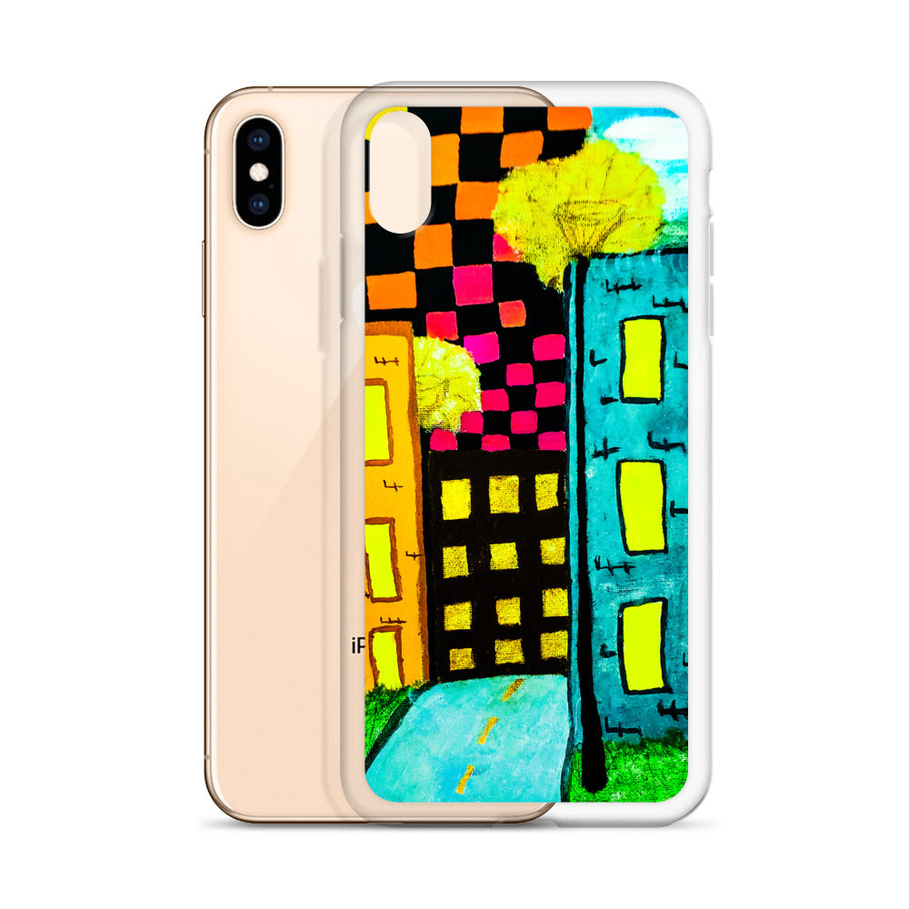 Checker Sky Buildings iPhone Case