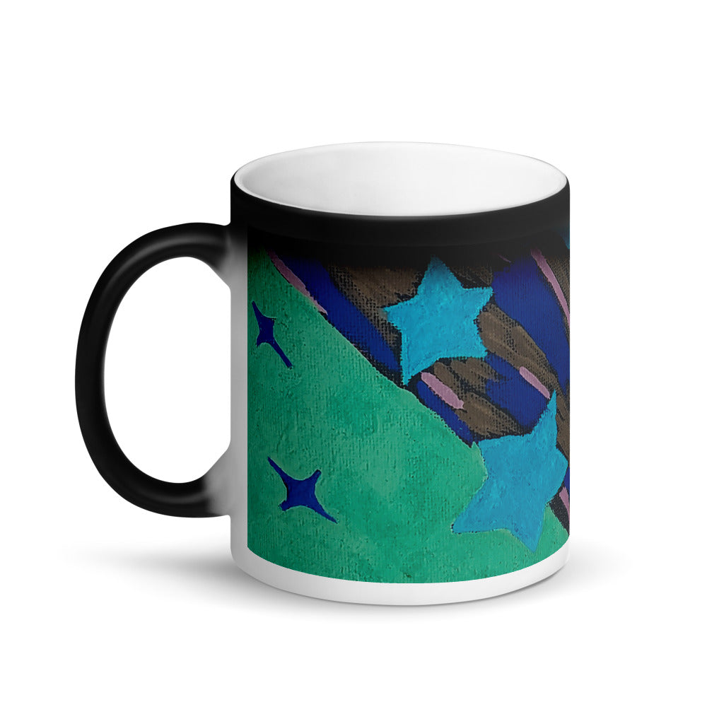 Starberst dark wrap Matte Black Magic Mug