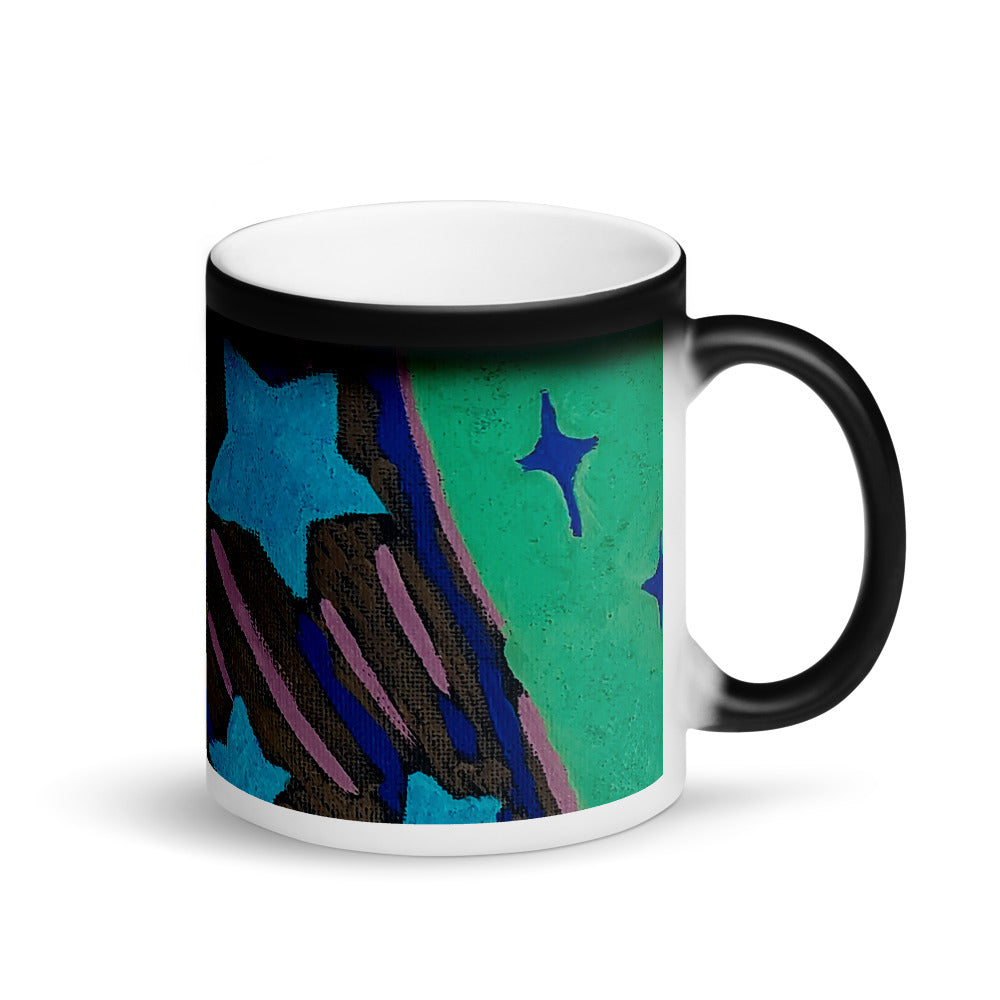 Starberst dark wrap Matte Black Magic Mug