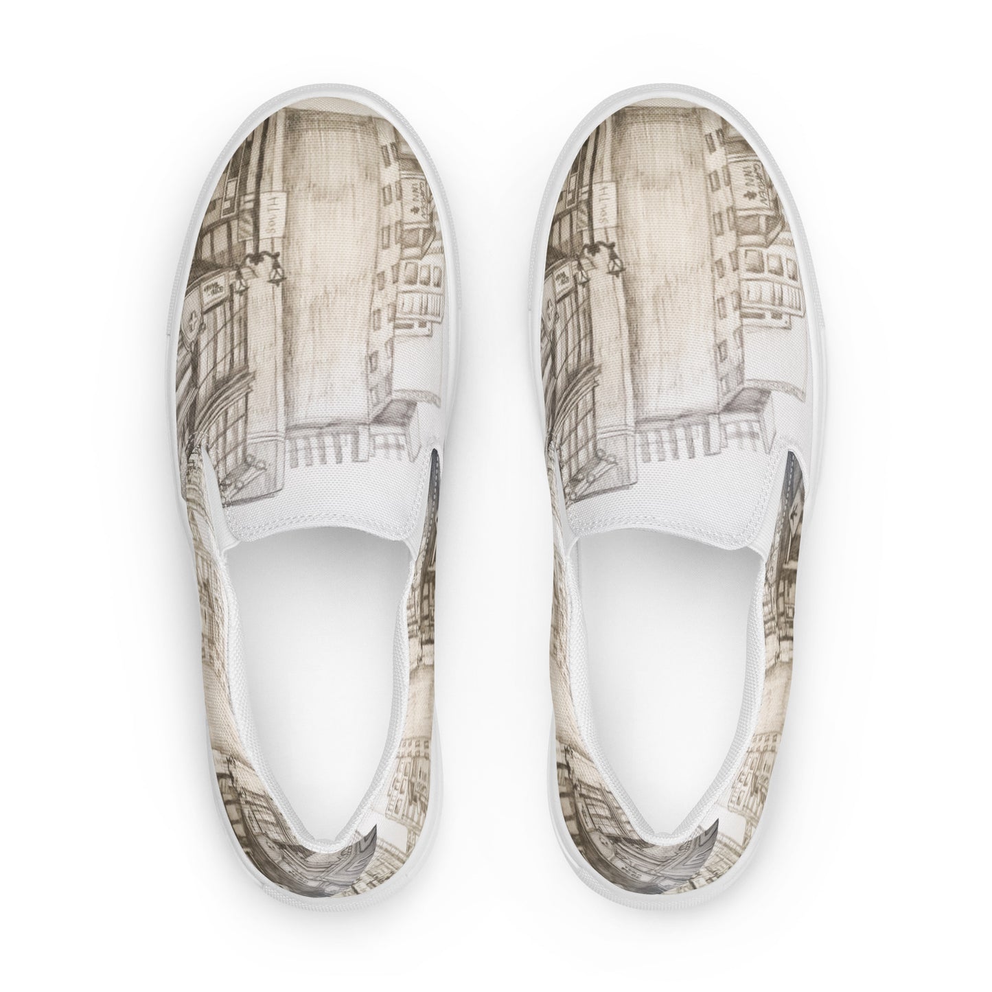 Street Sketch Men’s slip-on canvas shoes by Hannah