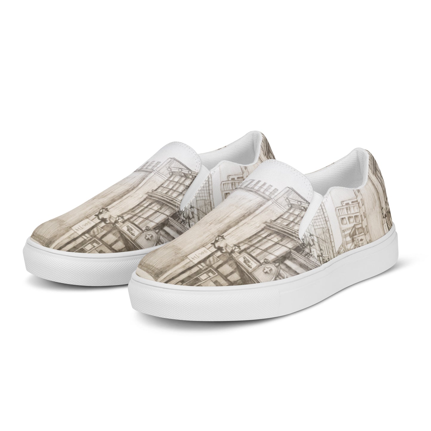 Street Sketch Men’s slip-on canvas shoes by Hannah