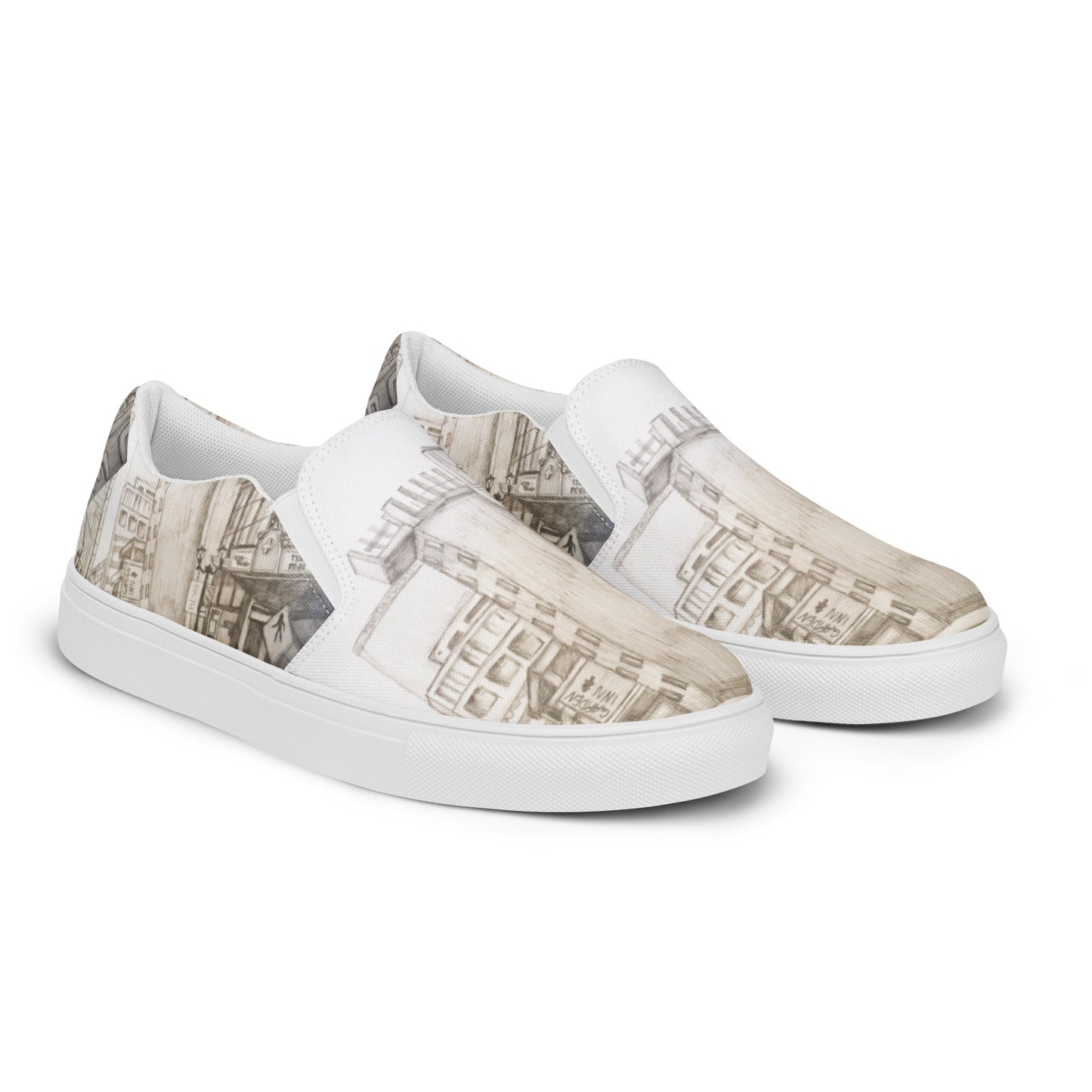 Street Sketch Men’s slip-on canvas shoes by Hannah