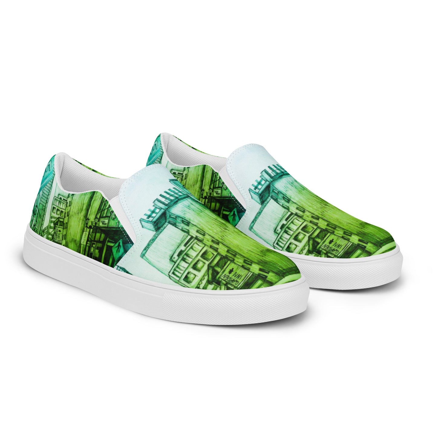 Green Street Sketch Men’s slip-on canvas shoes by Hannah