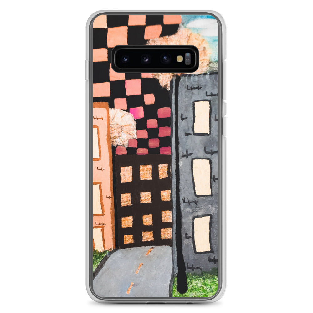 Checker Sky Building Rose Samsung Case