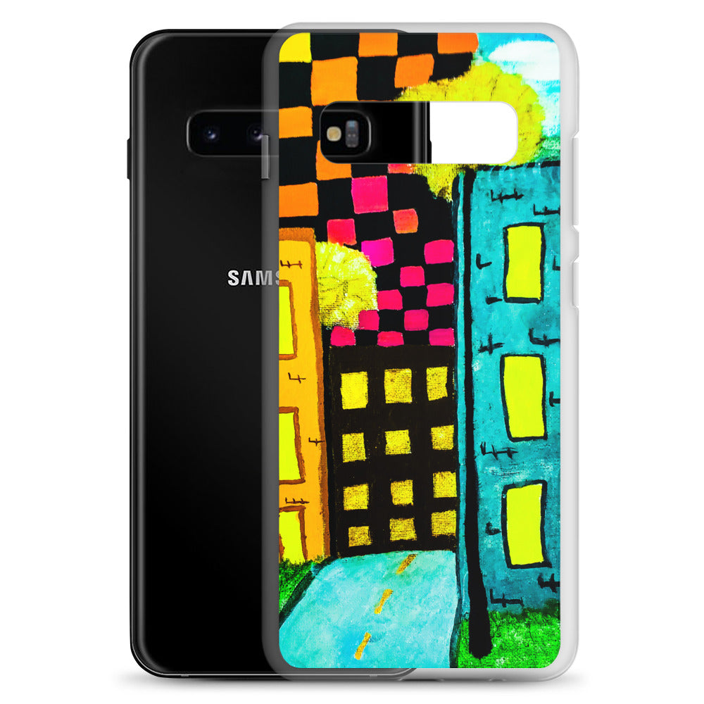 Checker Sky Buildings Samsung Case