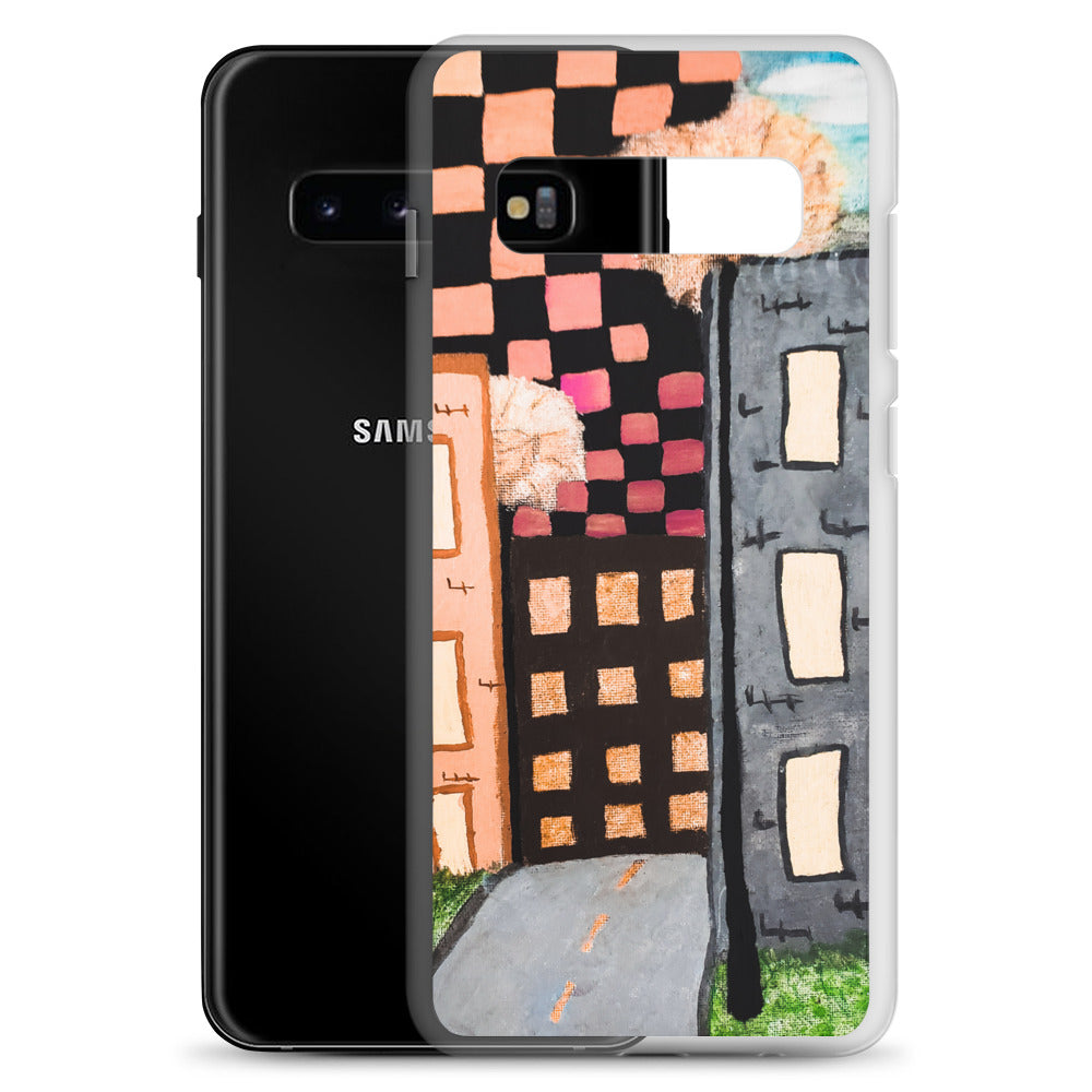 Checker Sky Building Rose Samsung Case