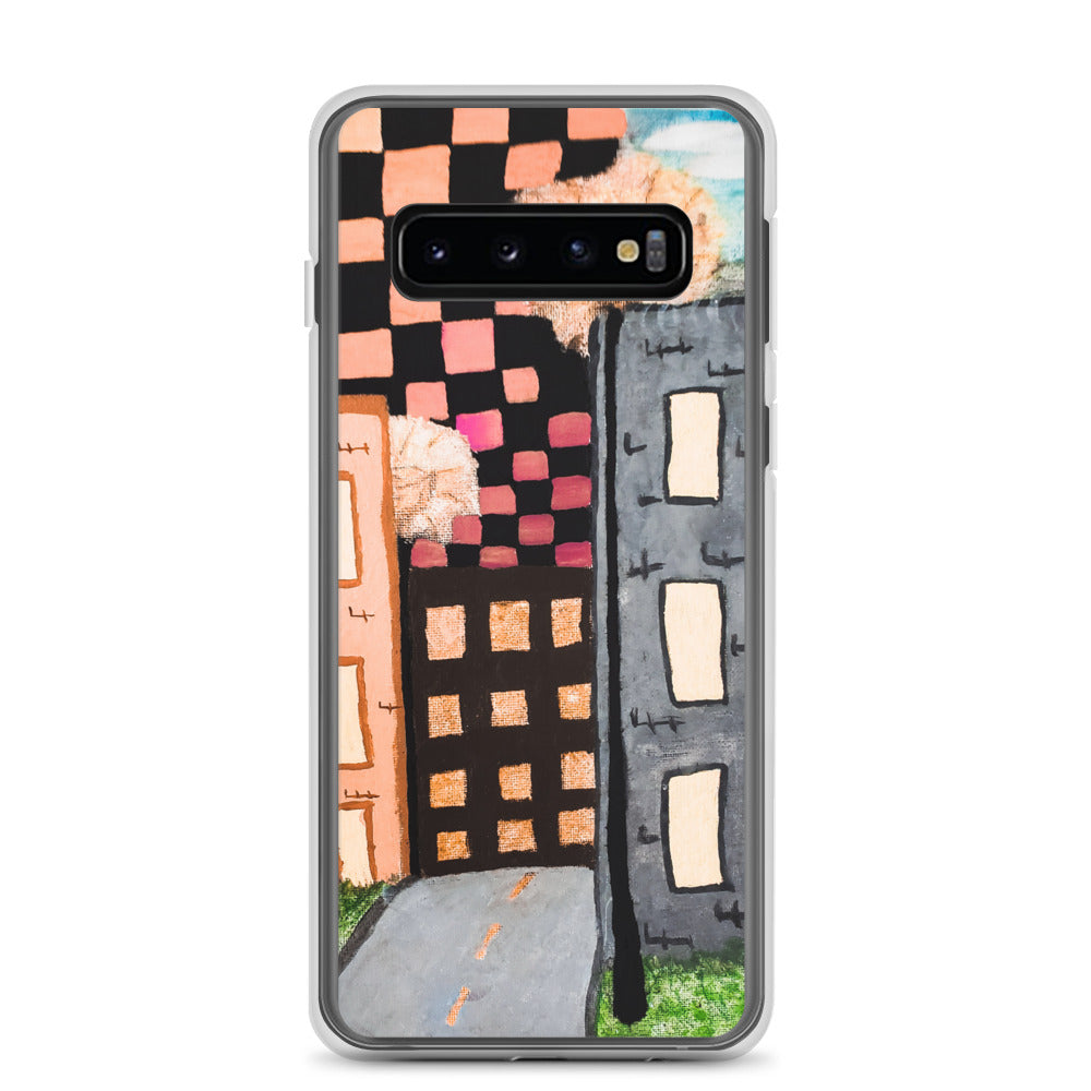 Checker Sky Building Rose Samsung Case