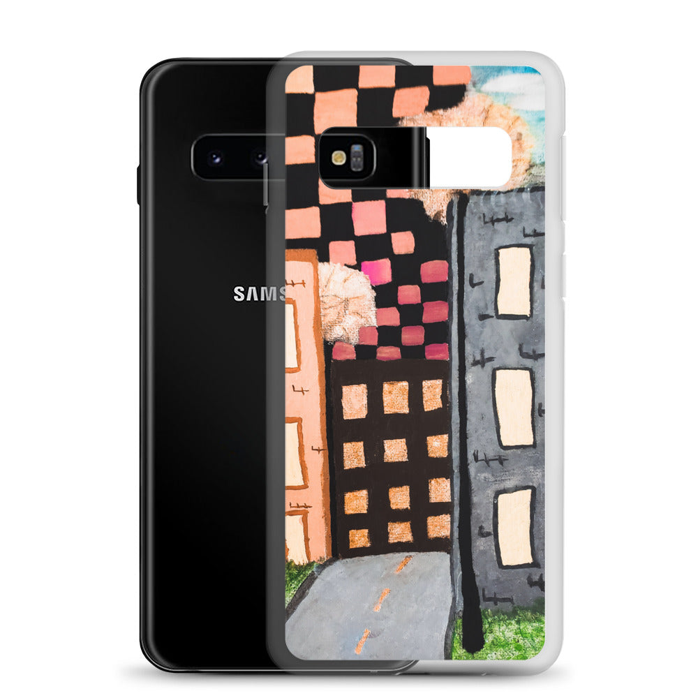 Checker Sky Building Rose Samsung Case