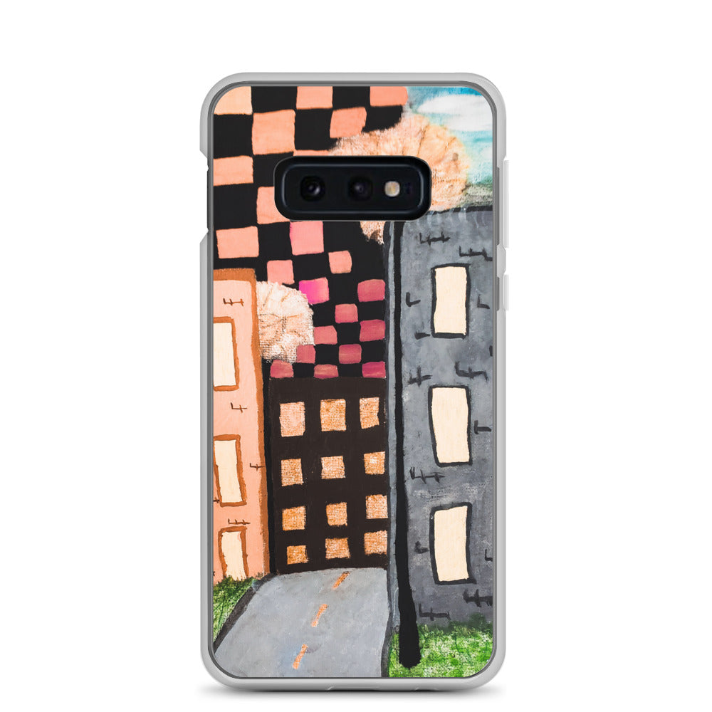 Checker Sky Building Rose Samsung Case