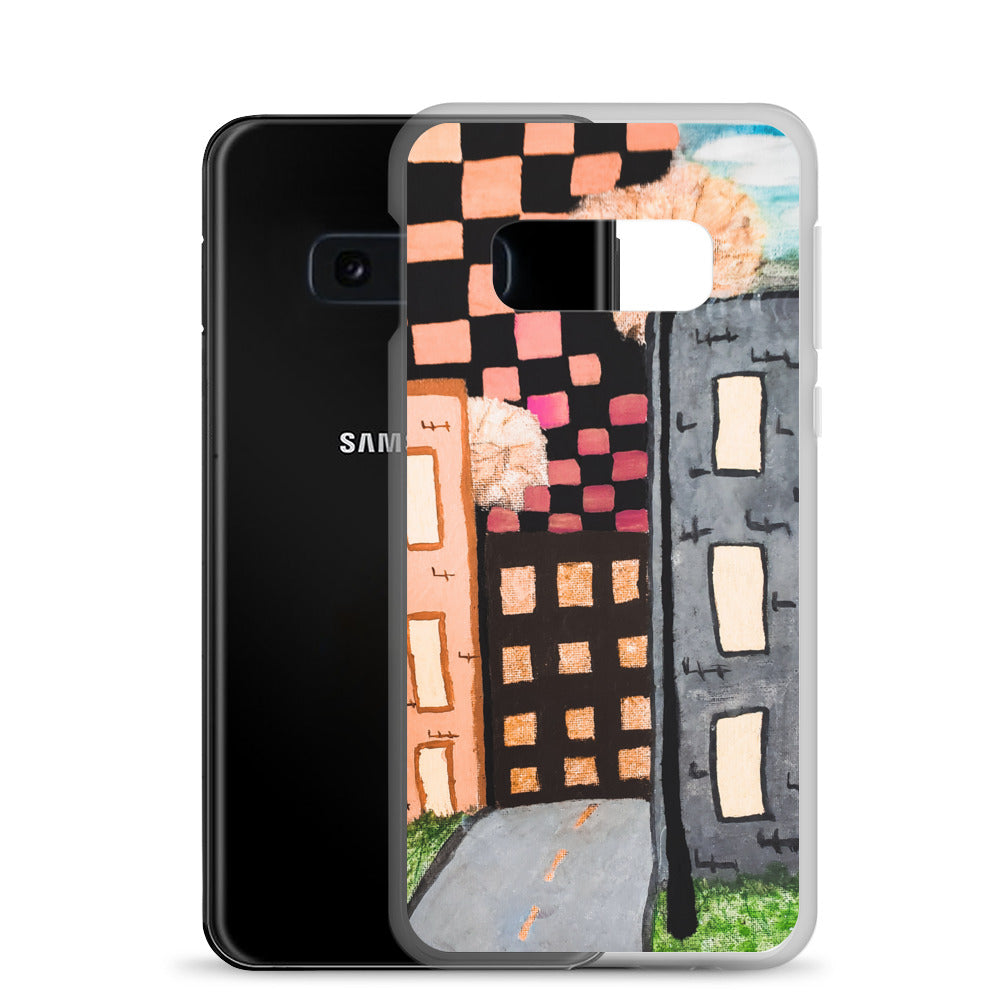 Checker Sky Building Rose Samsung Case