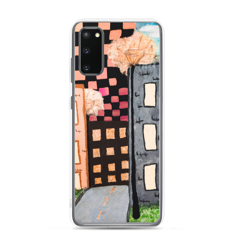 Checker Sky Building Rose Samsung Case