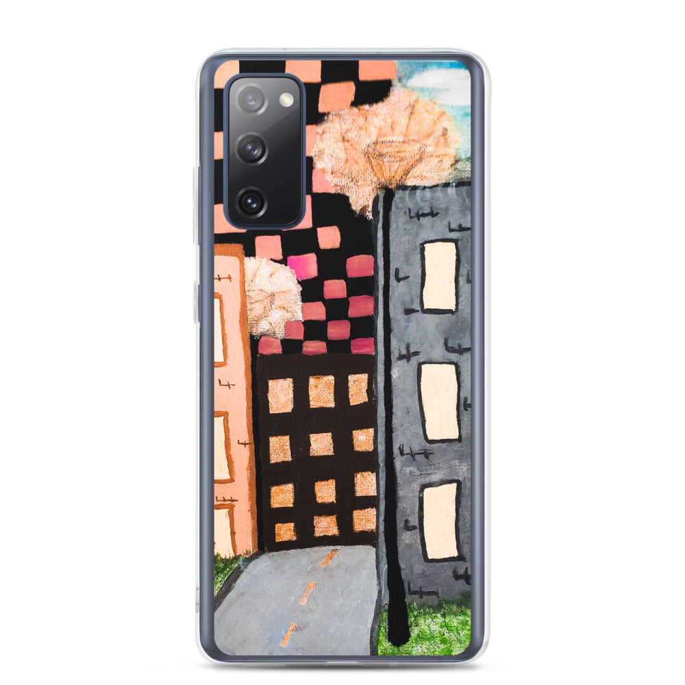 Checker Sky Building Rose Samsung Case