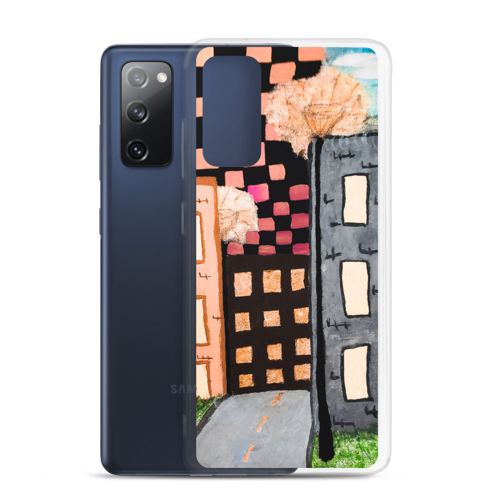 Checker Sky Building Rose Samsung Case