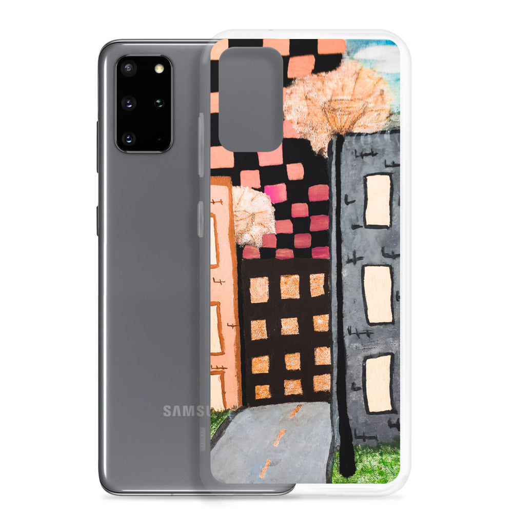 Checker Sky Building Rose Samsung Case