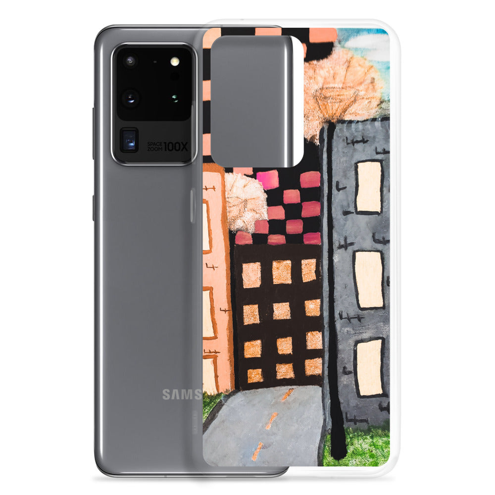 Checker Sky Building Rose Samsung Case