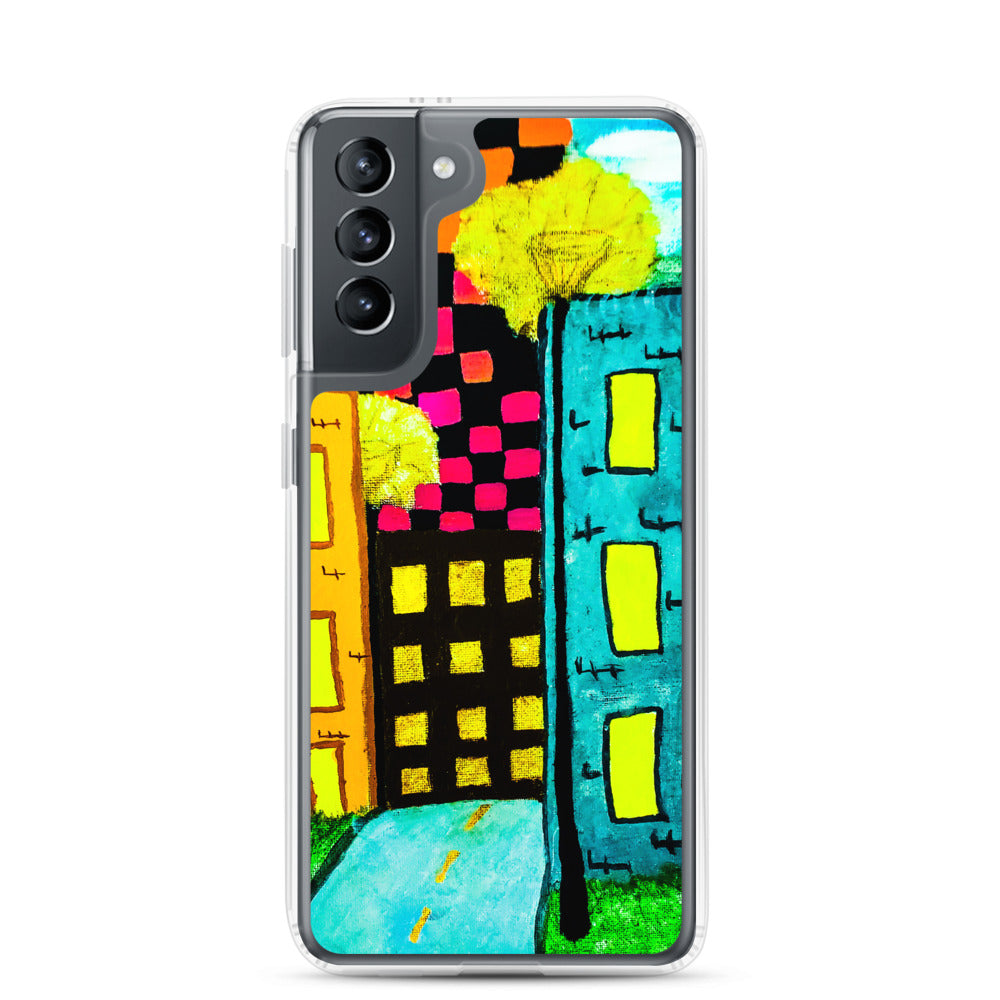 Checker Sky Buildings Samsung Case