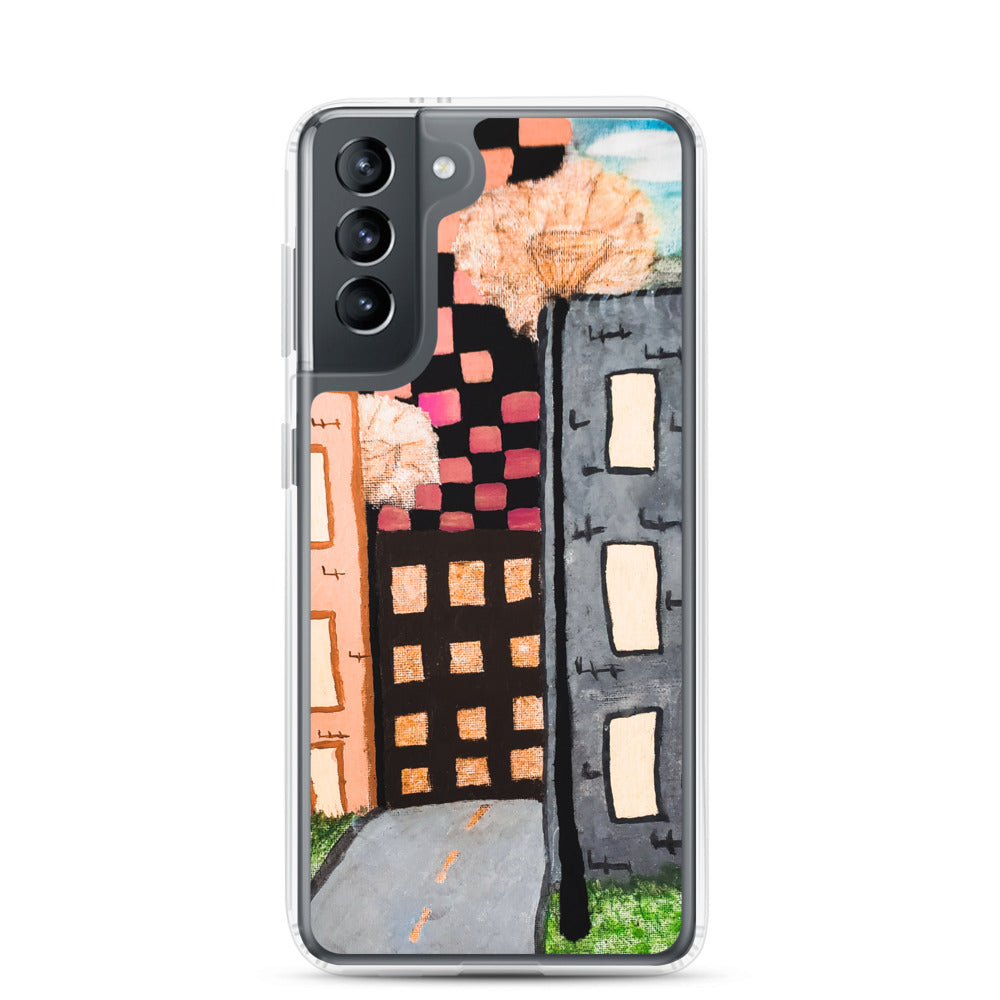 Checker Sky Building Rose Samsung Case