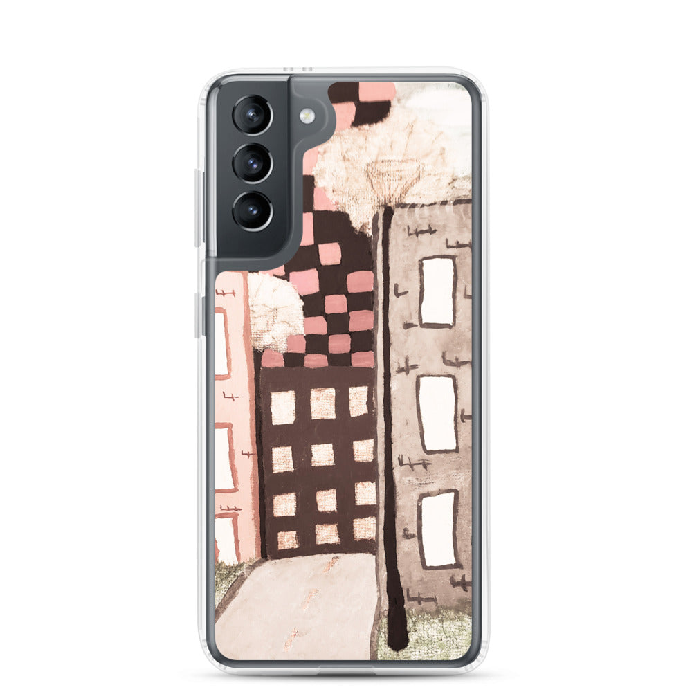 Checker Sky Buildings Pale Samsung Case