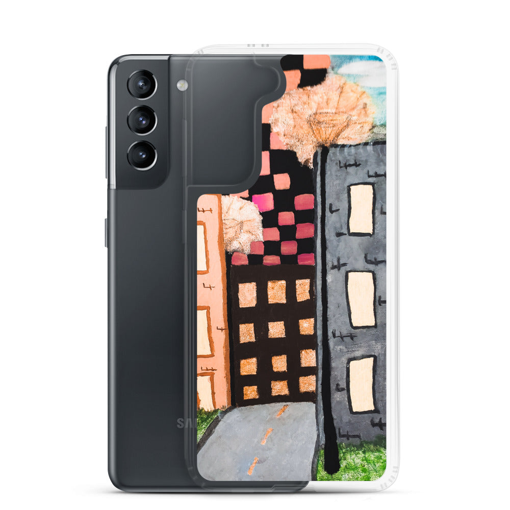 Checker Sky Building Rose Samsung Case