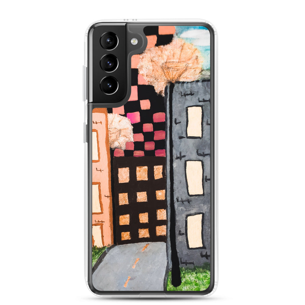 Checker Sky Building Rose Samsung Case