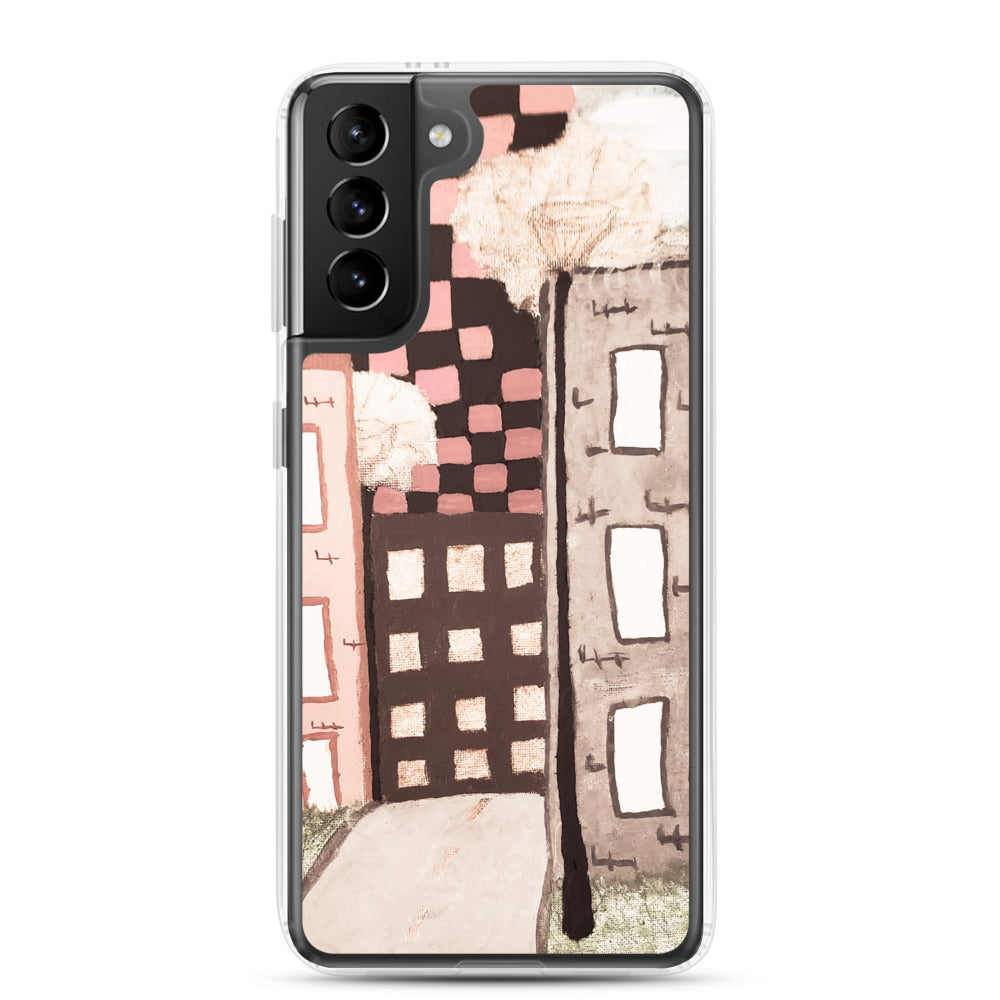 Checker Sky Buildings Pale Samsung Case