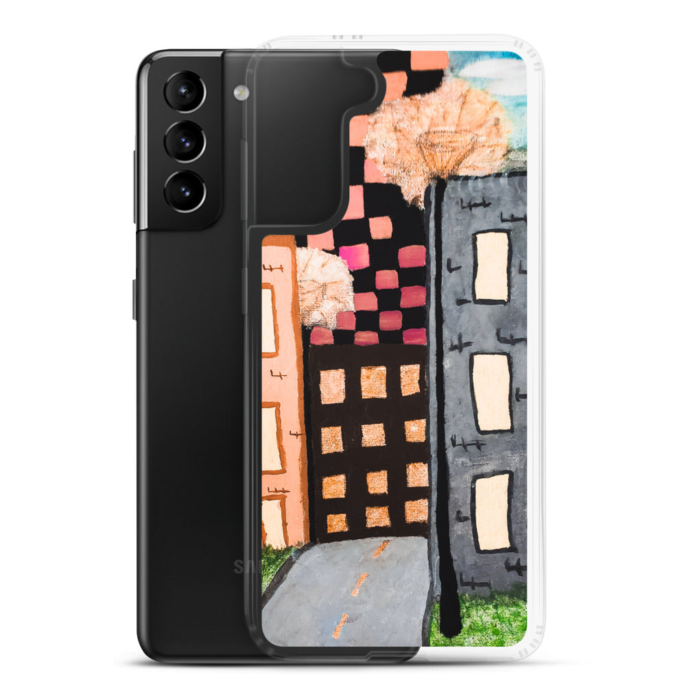 Checker Sky Building Rose Samsung Case