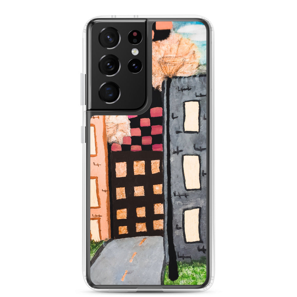 Checker Sky Building Rose Samsung Case