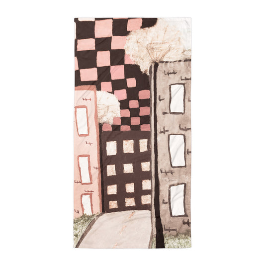 Checker Sky Buildings Pale Towel