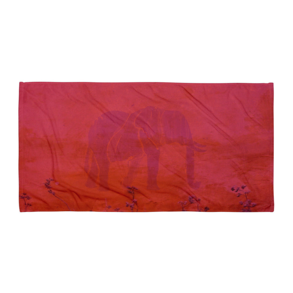 Pink Elephant Design Towel