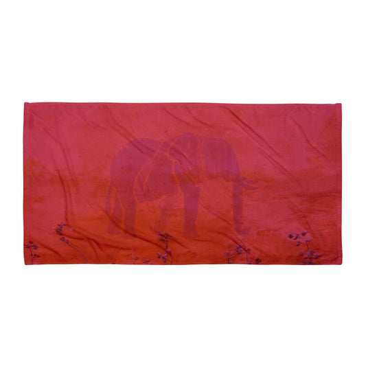 Pink Elephant Design Towel