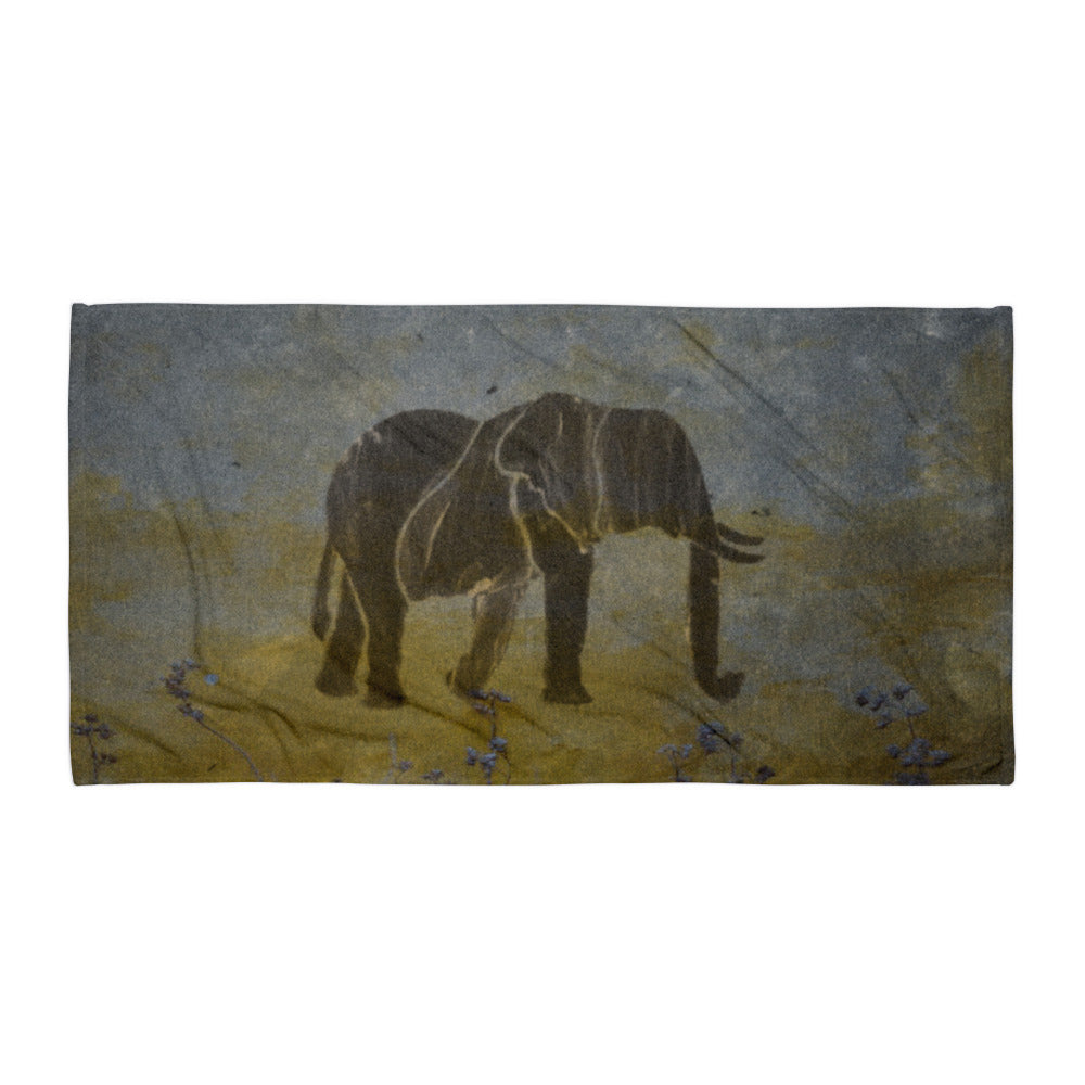 Dark Blue Elephant Design Towel