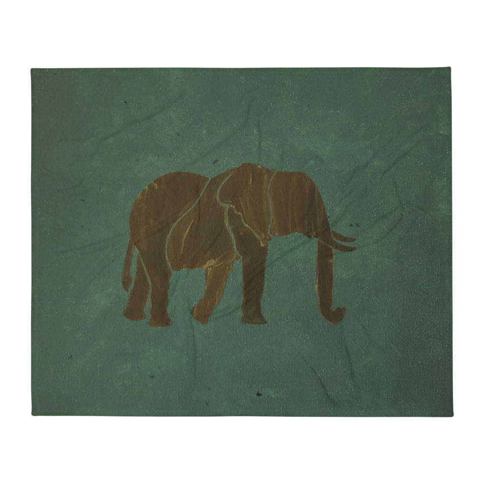 Dark Green Elephant Throw Blanket