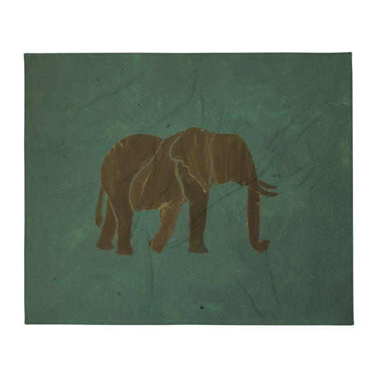 Dark Green Elephant Throw Blanket