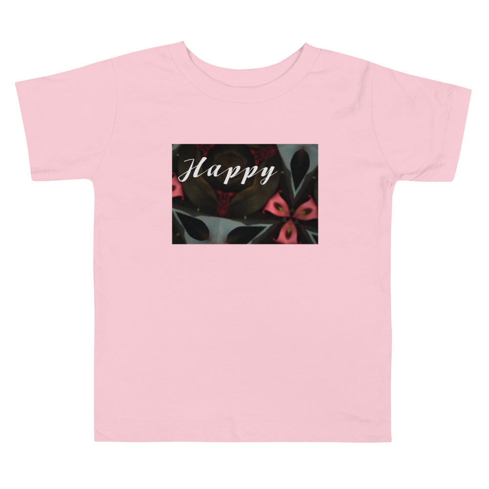 Pink & Black "Happy" Toddler Short Sleeve Tee