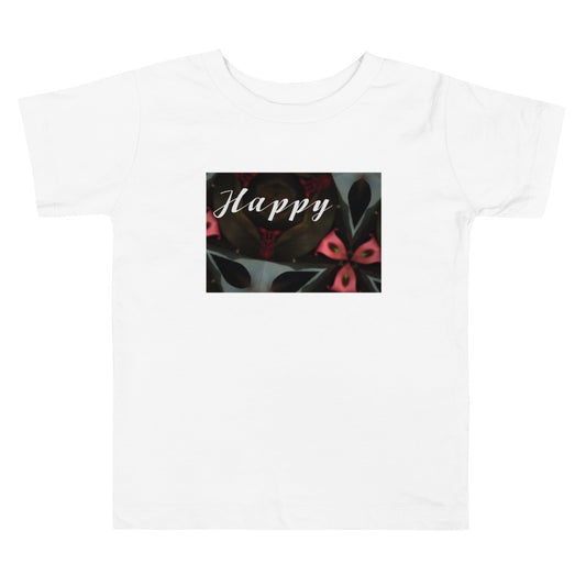 Pink & Black "Happy" Toddler Short Sleeve Tee