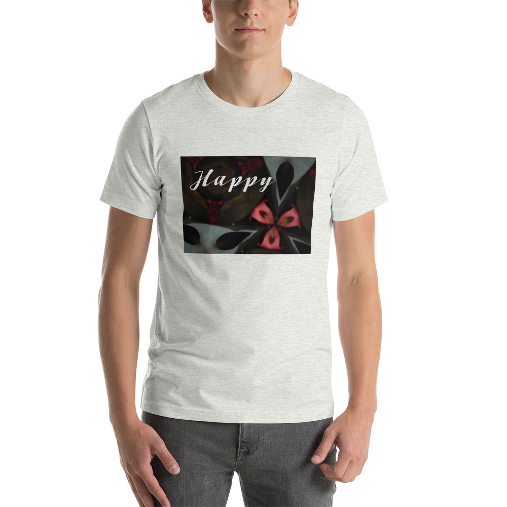 Pink & Black "Happy" Short-Sleeve Unisex T-Shirt