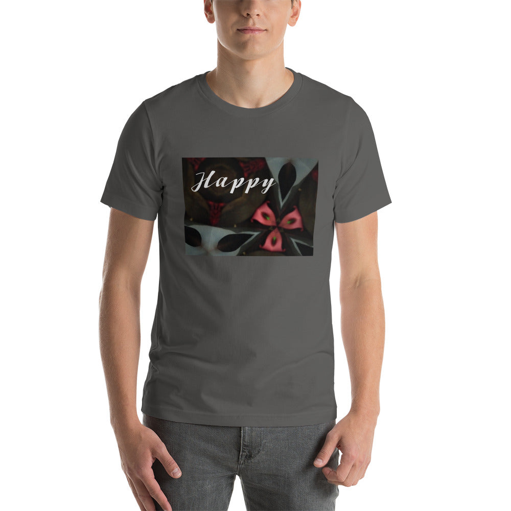 Pink & Black "Happy" Short-Sleeve Unisex T-Shirt