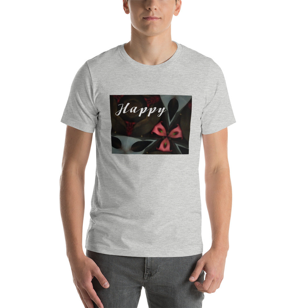 Pink & Black "Happy" Short-Sleeve Unisex T-Shirt