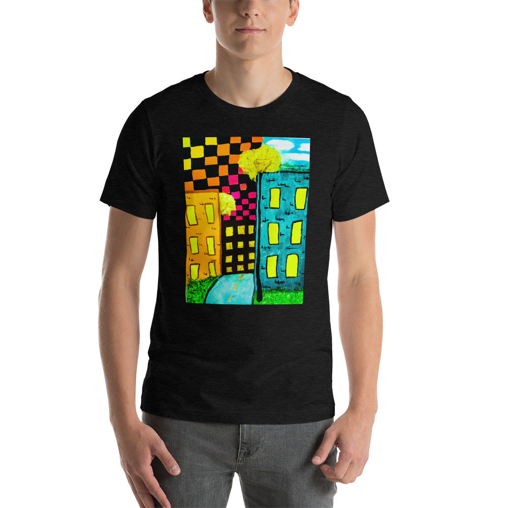 Checker Sky Buildings Short-Sleeve Unisex T-Shirt