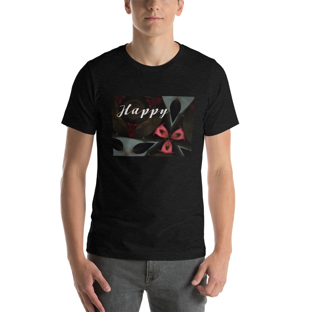 Pink & Black "Happy" Short-Sleeve Unisex T-Shirt