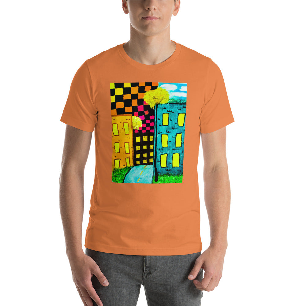 Checker Sky Buildings Short-Sleeve Unisex T-Shirt