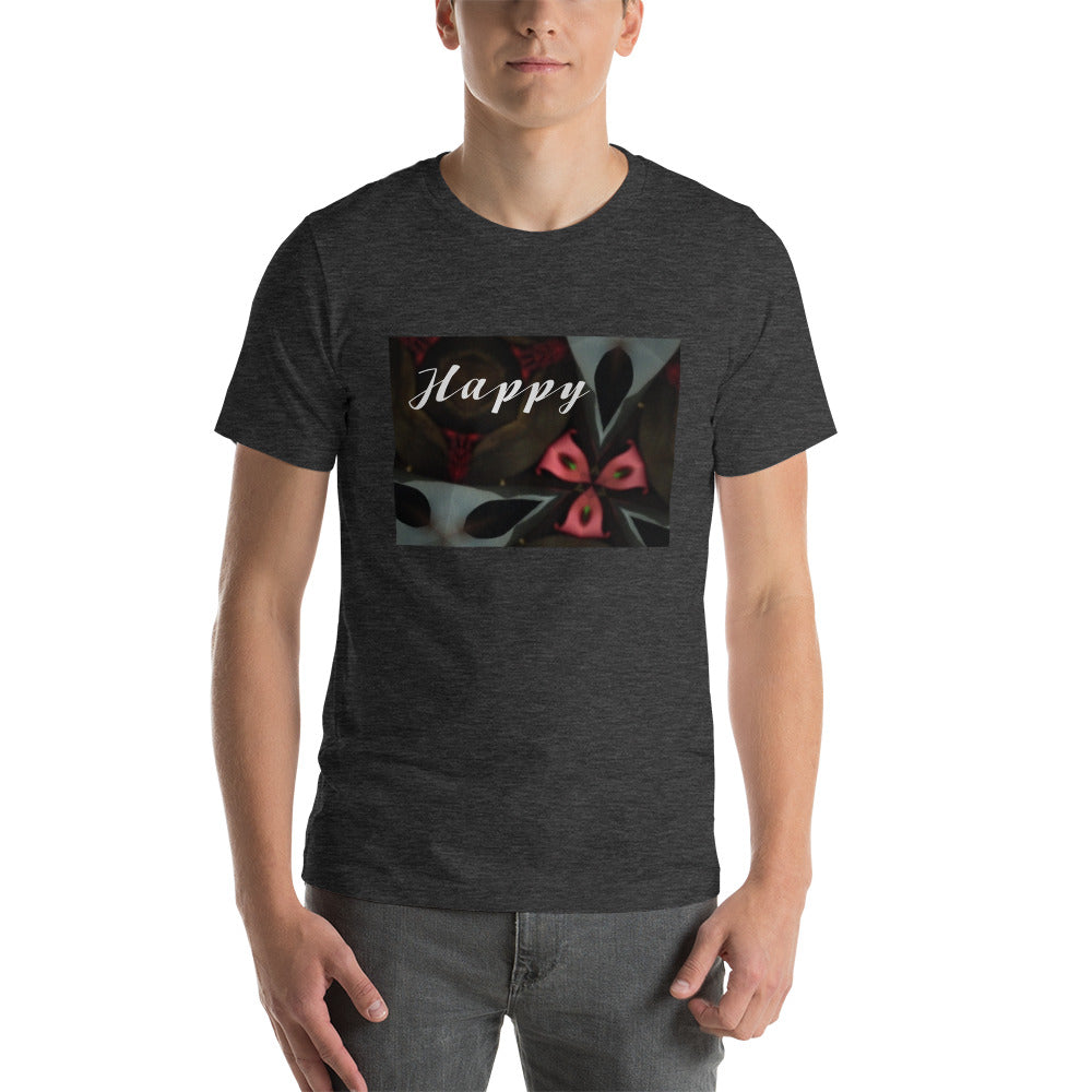 Pink & Black "Happy" Short-Sleeve Unisex T-Shirt